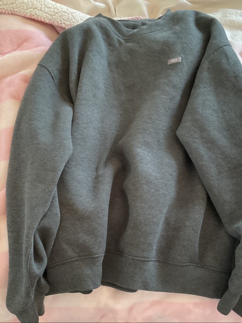 Figs Men's Crewneck Sweater in Charcoal